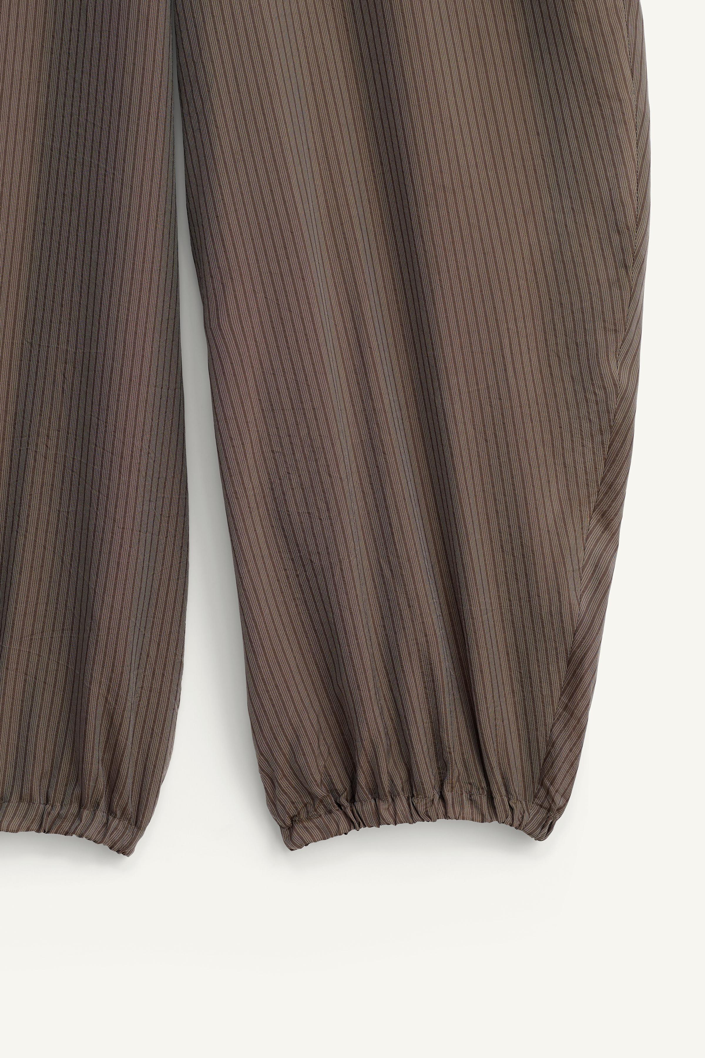 VISCOSE-CUPRO STRIPED BALLOON FIT PANTS